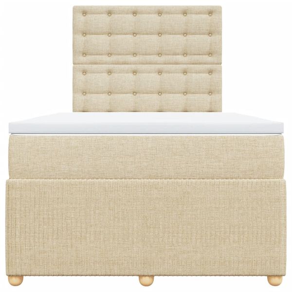 vidaXL Sommier &agrave; lattes de lit avec matelas Cr&egrave;me 120x200 cm Tissu