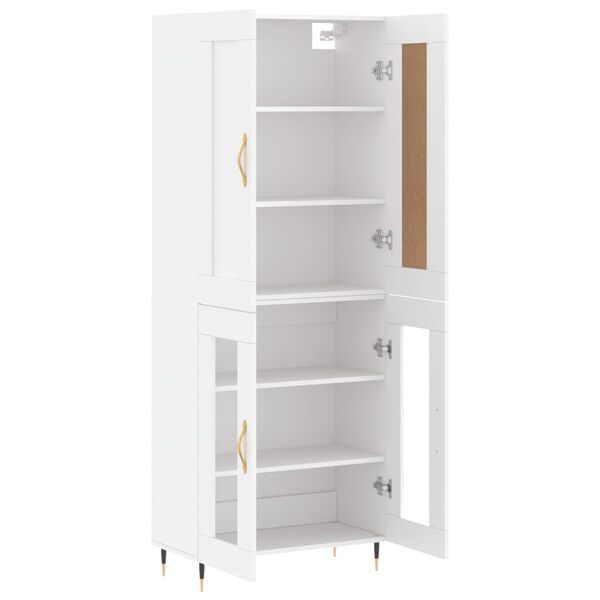 vidaXL Buffet haut Blanc 69,5x34x180 cm Bois d'ing&eacute;nierie