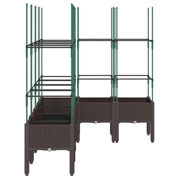 vidaXL Jardini&egrave;re avec treillis marron 160x120x142,5 cm PP