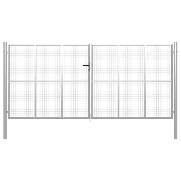 vidaXL Portail de jardin en acier galvanisé 400 x 175 cm argent