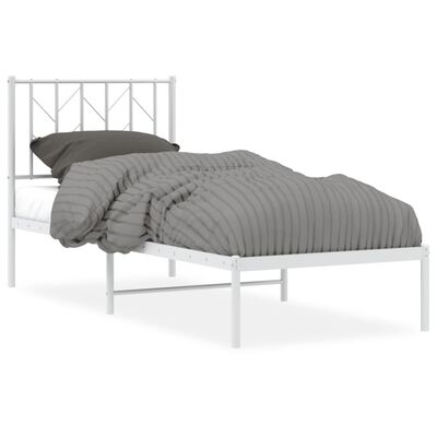 vidaXL Cadre de lit métal avec tête de lit blanc 75x190 cm