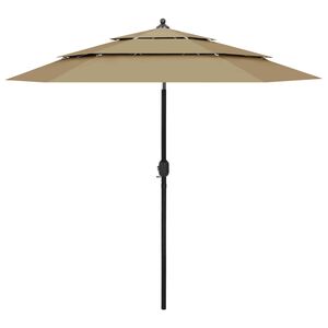 vidaXL Parasol de jardin &agrave; 3 niveaux avec m&acirc;t en aluminium taupe 2,5 m