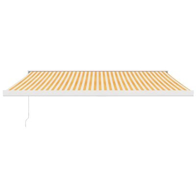 vidaXL Auvent rétractable jaune et blanc 4x3 m tissu et aluminium