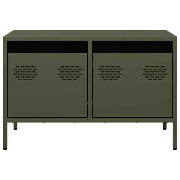 vidaXL Meuble TV vert olive 68x39x43,5 cm acier laminé à froid