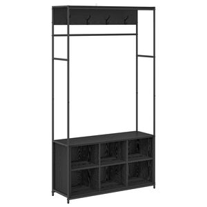 vidaXL Portemanteau avec banc &agrave; chaussures Ch&ecirc;ne noir