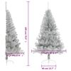 vidaXL Demi sapin de Noël artificiel avec support argenté 180 cm PET