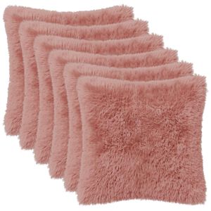vidaXL Housse de coussin 6 pc HEERLEN Rose 30 x 30 cm Fleece PV