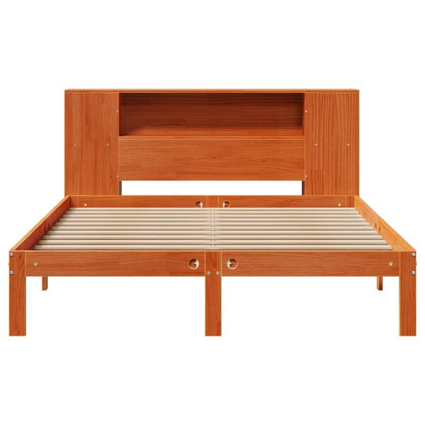 vidaXL Lit biblioth&egrave;que sans matelas cire marron 140x200 cm pin massif