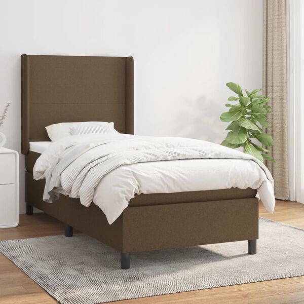 vidaXL Sommier &agrave; lattes de lit avec matelas Marron fonc&eacute; 80x200 cm