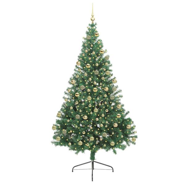 vidaXL Sapin de No&euml;l artificiel pr&eacute;-&eacute;clair&eacute; Vert 180 cm PVC