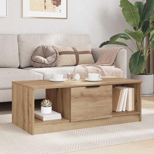 vidaXL Table basse Ch&ecirc;ne artisanal 102 x 50 x 36cm Bois d'ing&eacute;nierie