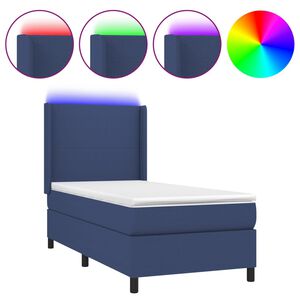vidaXL Sommier &agrave; lattes de lit matelas et LED Bleu 80x200cm Tissu