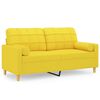 vidaXL Canap&eacute; 2 places avec oreillers jaune clair 140 cm tissu
