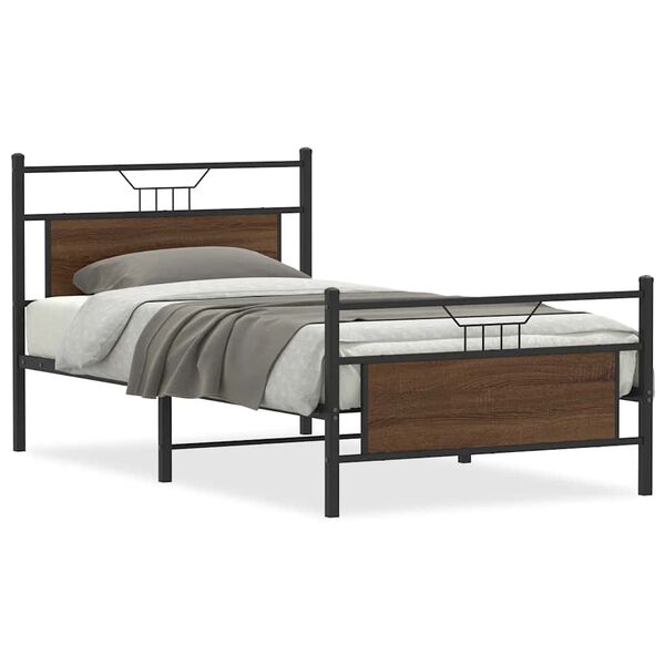 vidaXL Cadre de lit sans matelas ch&ecirc;ne marron 100x190 cm