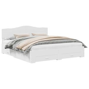 vidaXL Cadre de lit avec tiroir Blanc 180 x 200 cm Bois d'ing&eacute;nierie
