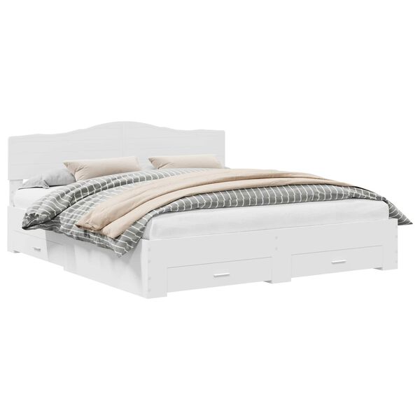vidaXL Cadre de lit avec tiroir Blanc 180 x 200 cm Bois d'ingénierie