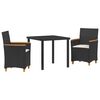 vidaXL Ensemble de salle &agrave; manger pour jardin 3 pc Noir polyrotin