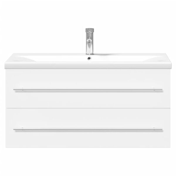 vidaXL Armoire lavabo de salle de bain avec bassin int&eacute;gr&eacute; blanc