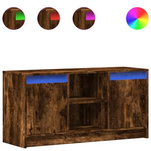 vidaXL Meuble TV avec LED ch&ecirc;ne fum&eacute; 100x34x50 cm bois d'ing&eacute;nierie