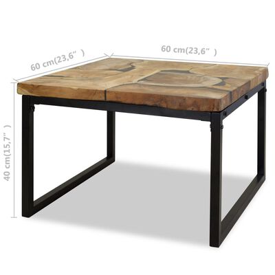 vidaXL Table basse Teck Résine 60 x 60 x 40 cm