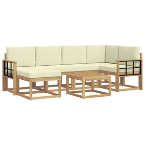 vidaXL Ensemble de canap&eacute;s d'ext&eacute;rieur 7 pc Blanc et cr&egrave;me