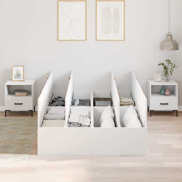 vidaXL Cadre de lit avec rangement avec stockage Blanc 120 x 190 cm
