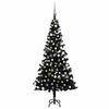 vidaXL Arbre de No&euml;l artificiel pr&eacute;-&eacute;clair&eacute; et boules noir 180 cm PVC