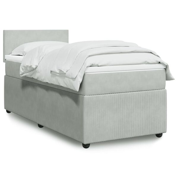 vidaXL Sommier &agrave; lattes de lit et matelas Gris clair 90x190 cm Velours