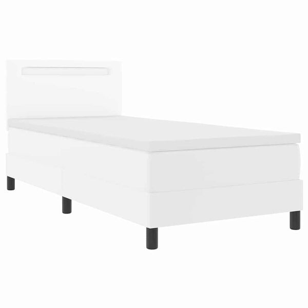 vidaXL Lit &agrave; ressorts avec matelas Blanc 90 x 200 cm Simili cuir
