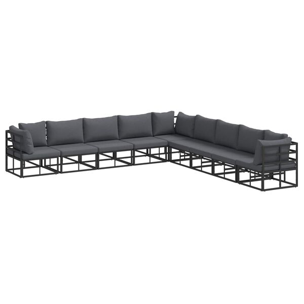 vidaXL Ensemble de canapé de jardin avec coussin 9 pcs Noir Aluminium