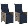 vidaXL Lot de 2 chaises de jardin inclinables avec coussins grise