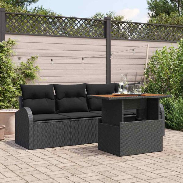 vidaXL Ensemble de canap&eacute; de jardin 5 pcs Noir Poly rotin