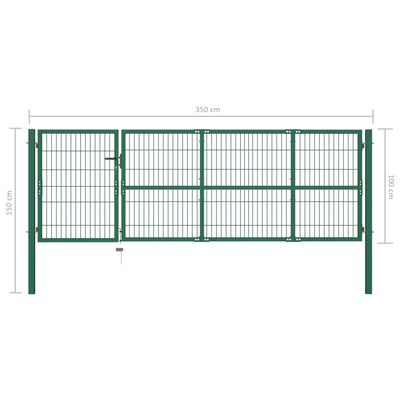 vidaXL Portail de clôture de jardin avec poteaux 350x100 cm Acier Vert