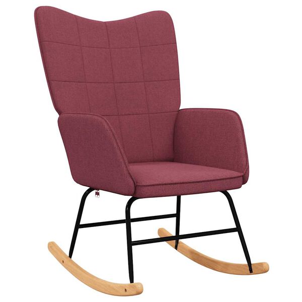 vidaXL Chaise &agrave; bascule avec tabouret Rouge bordeaux Tissu