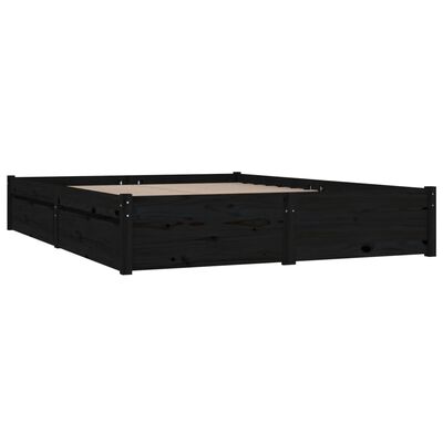 vidaXL Cadre de lit avec tiroirs Noir 120x190 cm Petit double