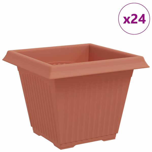 vidaXL Pot de Fleurs Carr&eacute; 24 pcs Rouge brique 38 x 38 x 30 cm