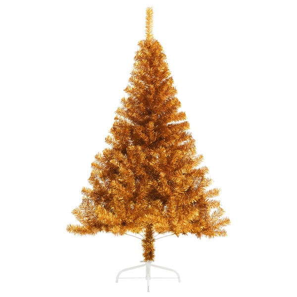 vidaXL Demi sapin de No&euml;l artificiel avec support dor&eacute; 180 cm PET