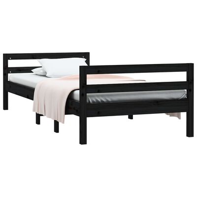 vidaXL Cadre de lit sans matelas noir 90x190 cm bois de pin massif