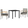 vidaXL Ensemble de salle &agrave; manger pour jardin 3 pc Gris et Noir Rotin