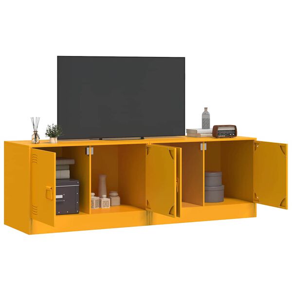 vidaXL Meubles TV 2 pcs jaune moutarde 67x39x44 cm acier