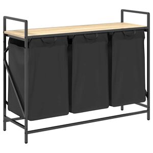 vidaXL Panier &agrave; linge &agrave; 3 compartiments avec &eacute;tag&egrave;re ch&ecirc;ne Sonoma