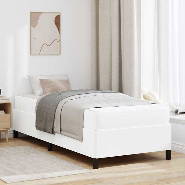 vidaXL Cadre de lit avec matelas Blanc 90 x 190 cm tissu