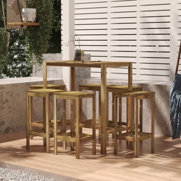 vidaXL Ensemble de bar de jardin 7 pcs Bois de pin impr&eacute;gn&eacute;