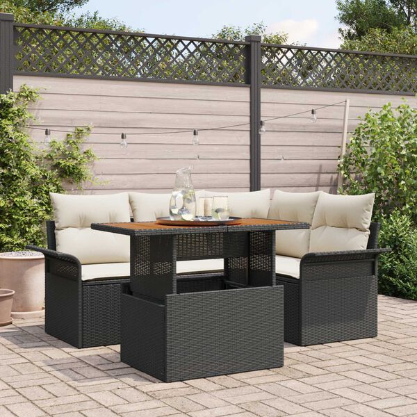 vidaXL Ensemble de canap&eacute; de jardin 5 pcs Noir Poly rotin