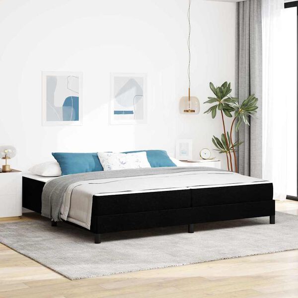 vidaXL Lit à ressorts avec matelas Noir 200 x 200 cm tissu