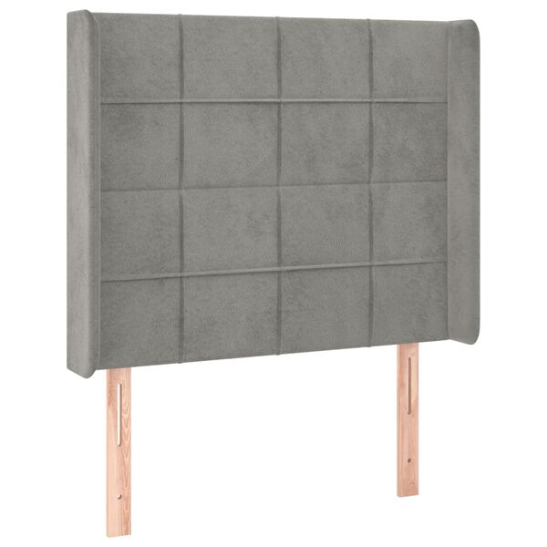 vidaXL T&ecirc;te de lit avec oreilles Gris clair 83x16x118/128 cm Velours