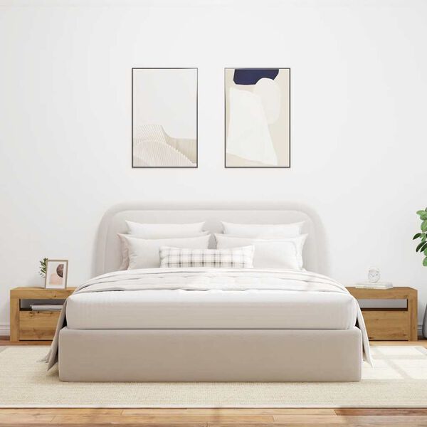 vidaXL Tables de chevet 2 pcs avec LED ch&ecirc;ne artisanal 60x35x40 cm