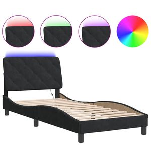 vidaXL Cadre de lit avec LED sans matelas noir 80x200 cm velours