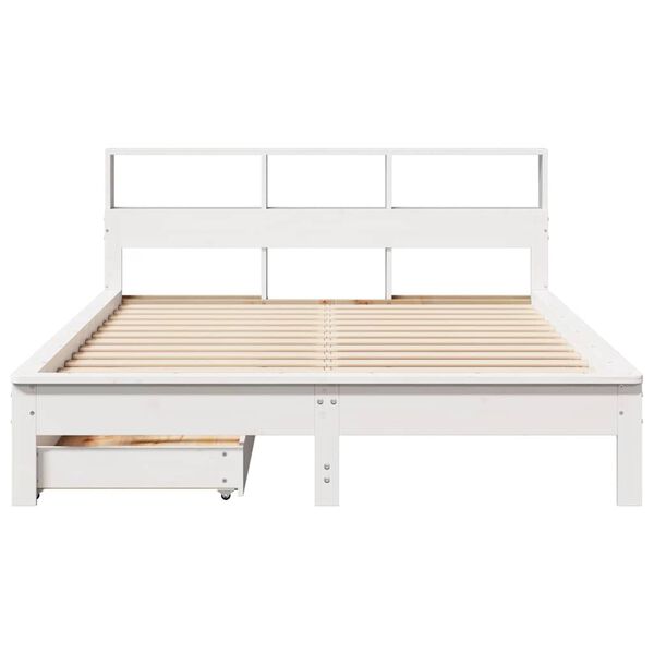 vidaXL Lit biblioth&egrave;que sans matelas blanc 160x200 cm bois pin massif