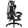 vidaXL Fauteuil de jeux vid&eacute;o et repose-pied Blanc et noir Similicuir